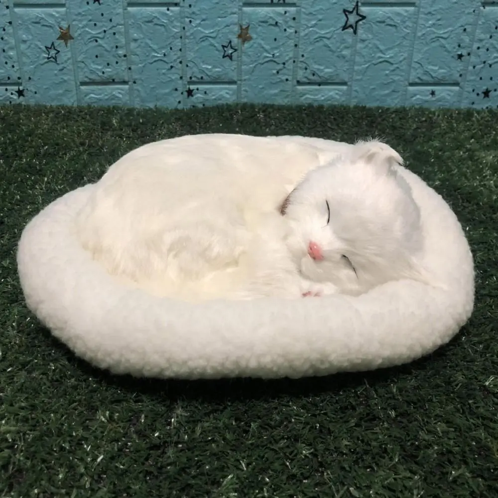 With Mat Creative Handicraft Breathing Cat Home Decor Sleeping Dog  Ornament Simulation Animal Electronic Pet Stuffed