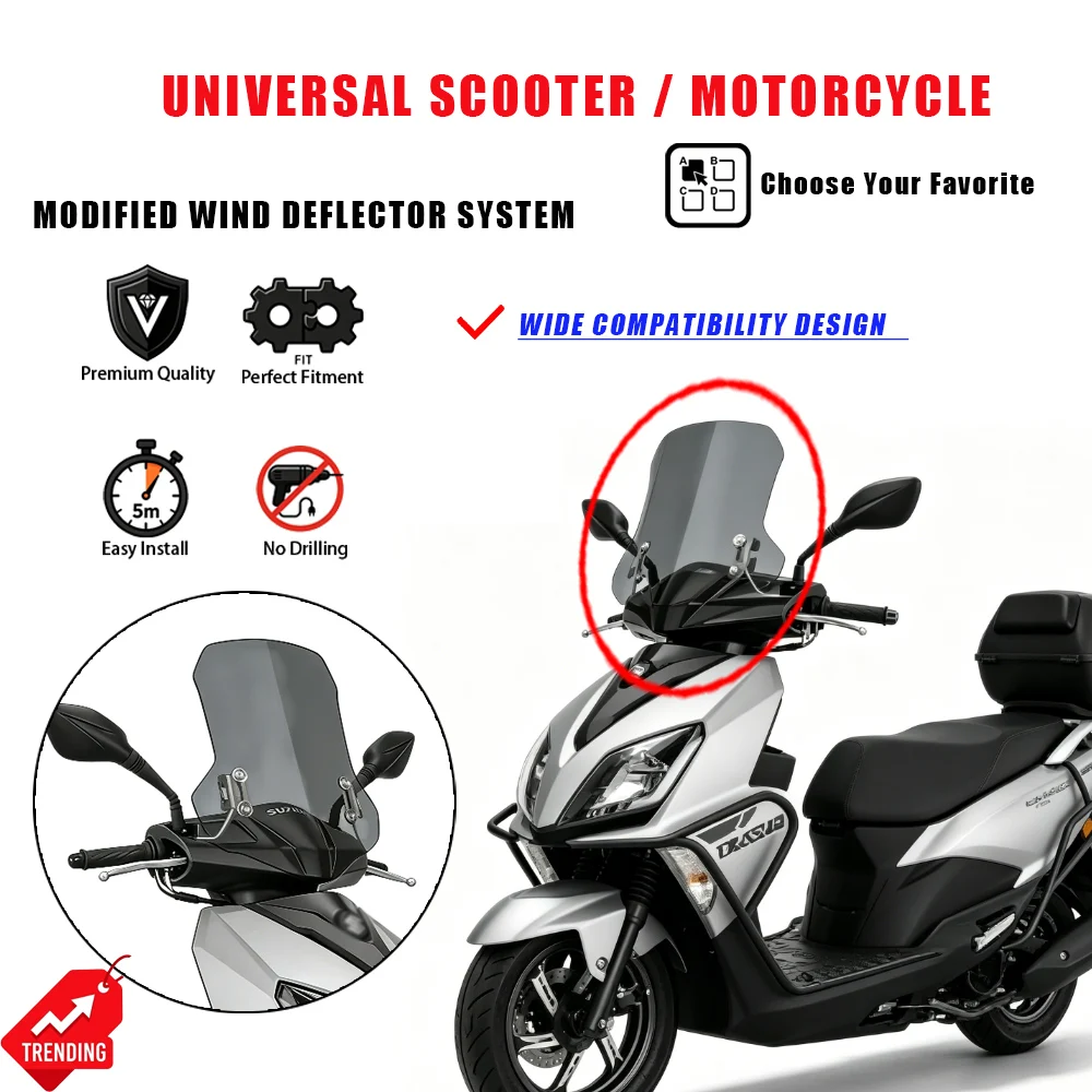 Deflector de Viento Universal para Scooter, Protector de Parabrisas, Parabrisas para Moto, Accesorios, Deflector de Viento