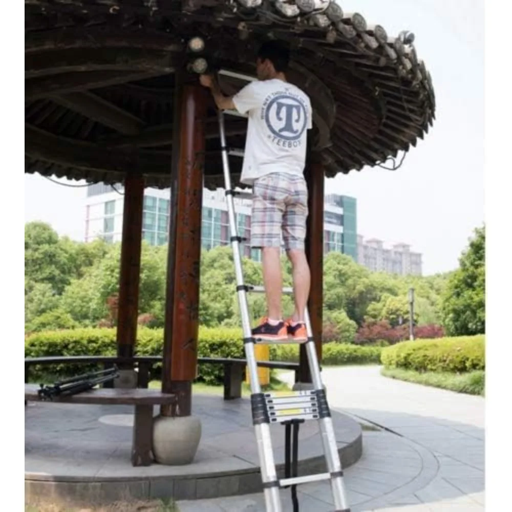 Aluminium telescopische ladderverlenging Opvouwbaar Lichtgewicht intrekbaar inklapbaar 330 lbs capaciteit voor thuisgebruik
