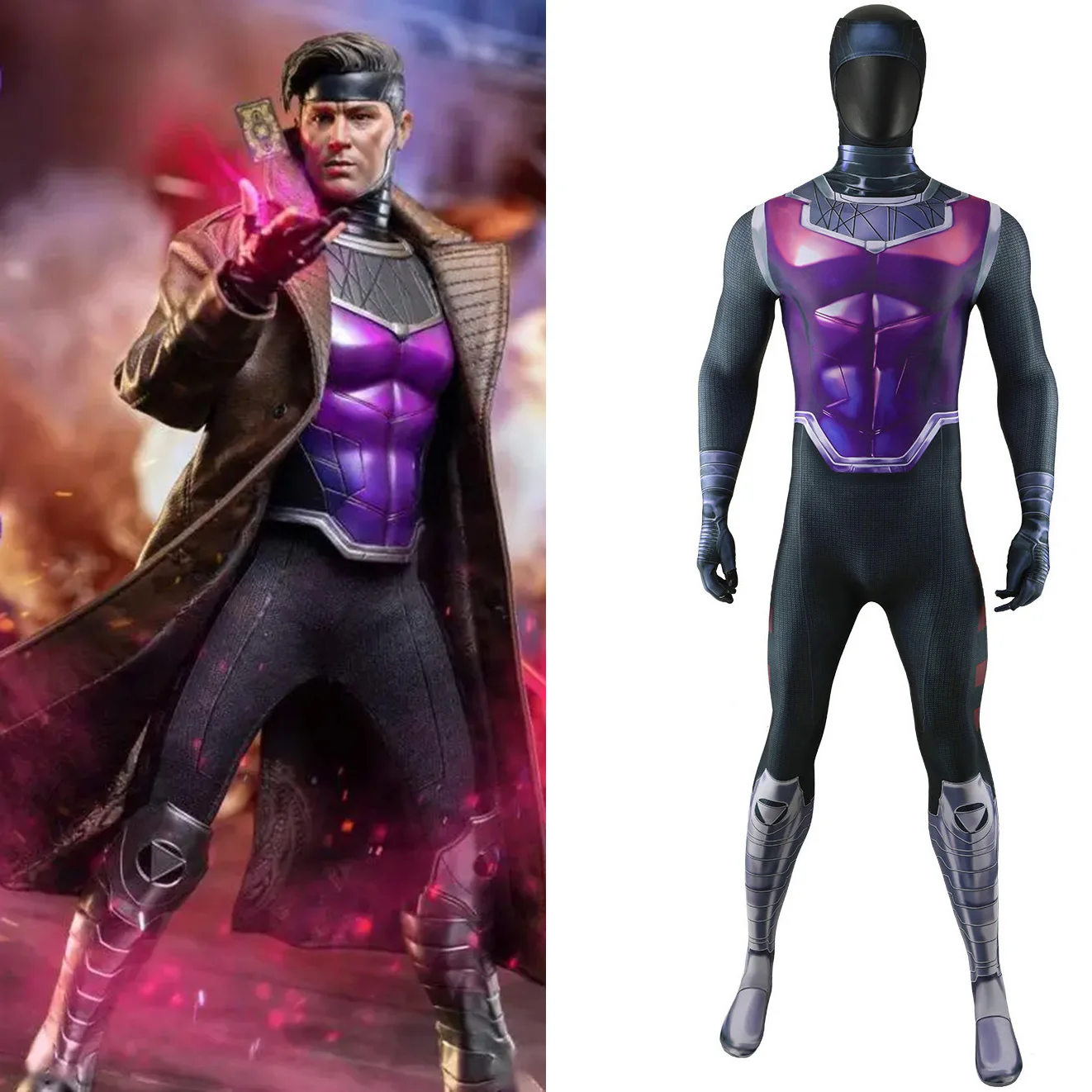 

Deadpool Wolverine Gambit Cosplay Superhero Costume Bodysuits Remy Etienne LeBeau Boys Spandex Zentai Outfit Halloween Costume