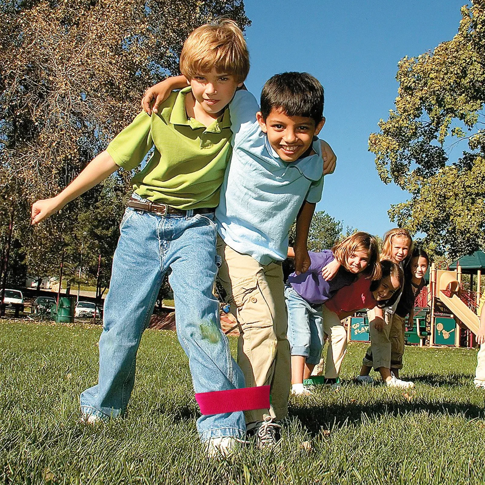 

6pcs Elastic Tie Ropes Adjustable Leg Bands For Kids Three Legged Race Game Party Decor Hook Loop Fastener Nylon Straps