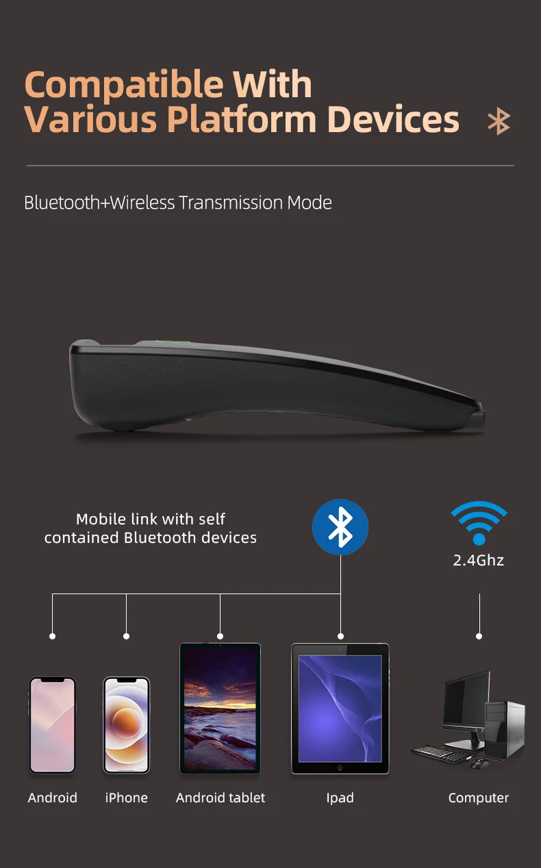 2D Barcodescanner Mini Draadloze Bluetooth Handheld Draagbare 1D 2D QR Code Data Matrix PDF417 Reader Met Opslagfunctie