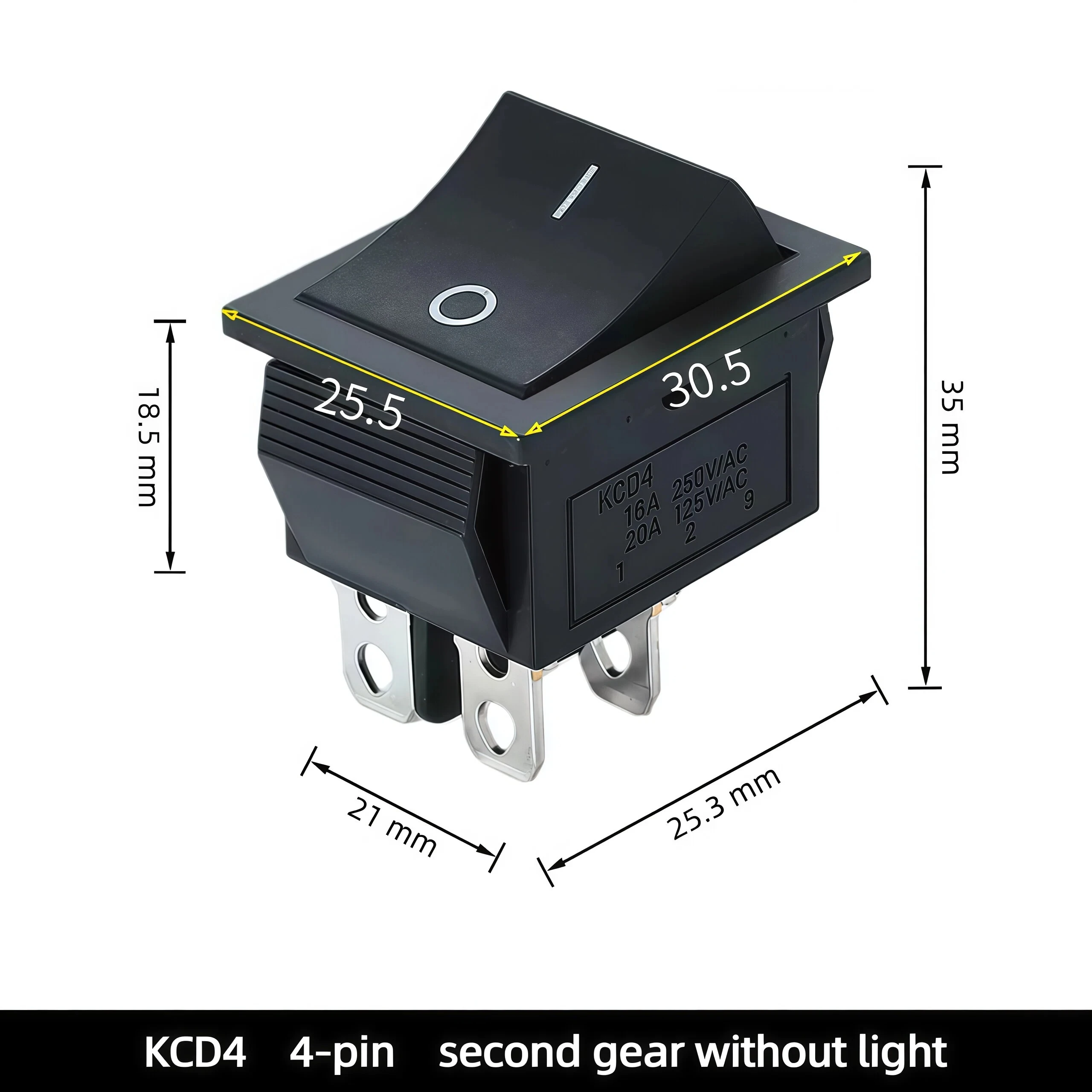 1-5 قطعة 31x25 مللي متر KCD4 4-pin 2-موقف مضيئة الروك التبديل 16A 250 فولت ، زر الطاقة على شكل قارب ، مناسبة للاستخدام المنزلي #5