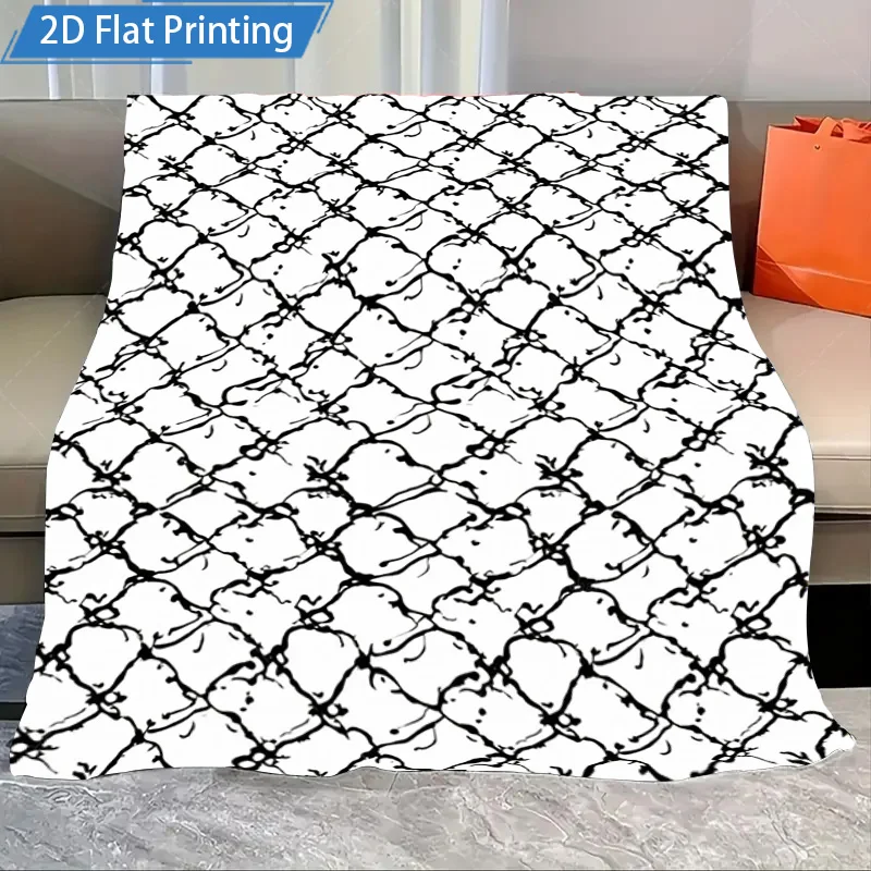 

1 шт. фланелевое одеяло, черно-белое одеяло с узором звеньев цепи-уютное домашнее декоративное одеяло для гостиной