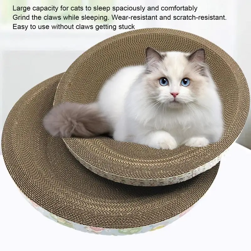 Oval Cat Scratching Board Corrugated Paper Reversible Scratch Pad Lounge Bed Durable Scratcher Prevents Furniture Damage