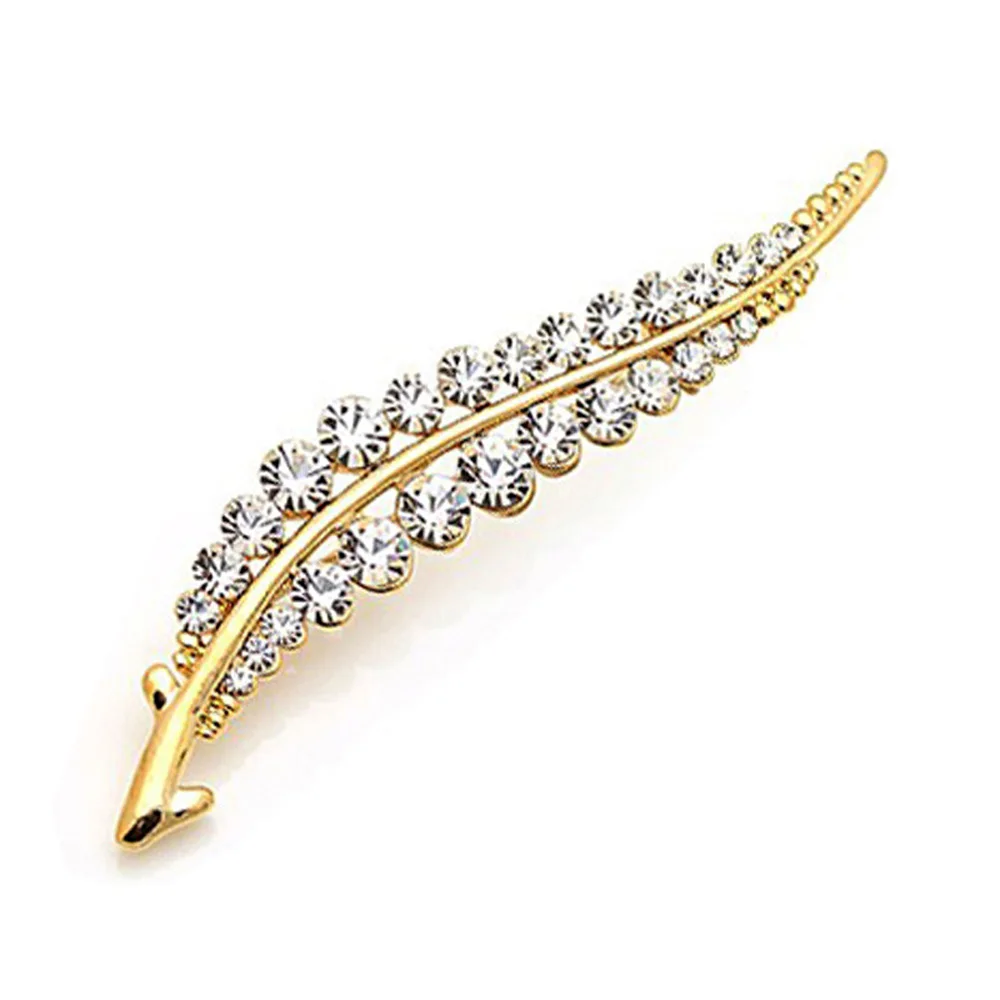 

Luxury Crystal Leaf Brooch For Women Rhinestone Feather Shaped Brooches Decorated Breastpin Pin Jewelry Gift