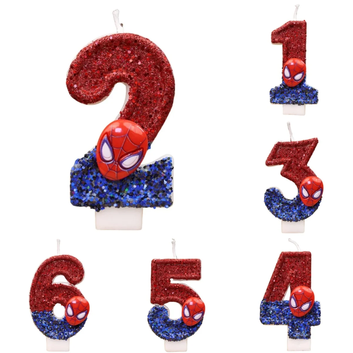 Vela de figura divertida de superhéroe SpiderMan, bonito patrón de dibujos animados 0-9, vela de fiesta de cumpleaños, decoración de pasteles, regalo de fiesta para niños