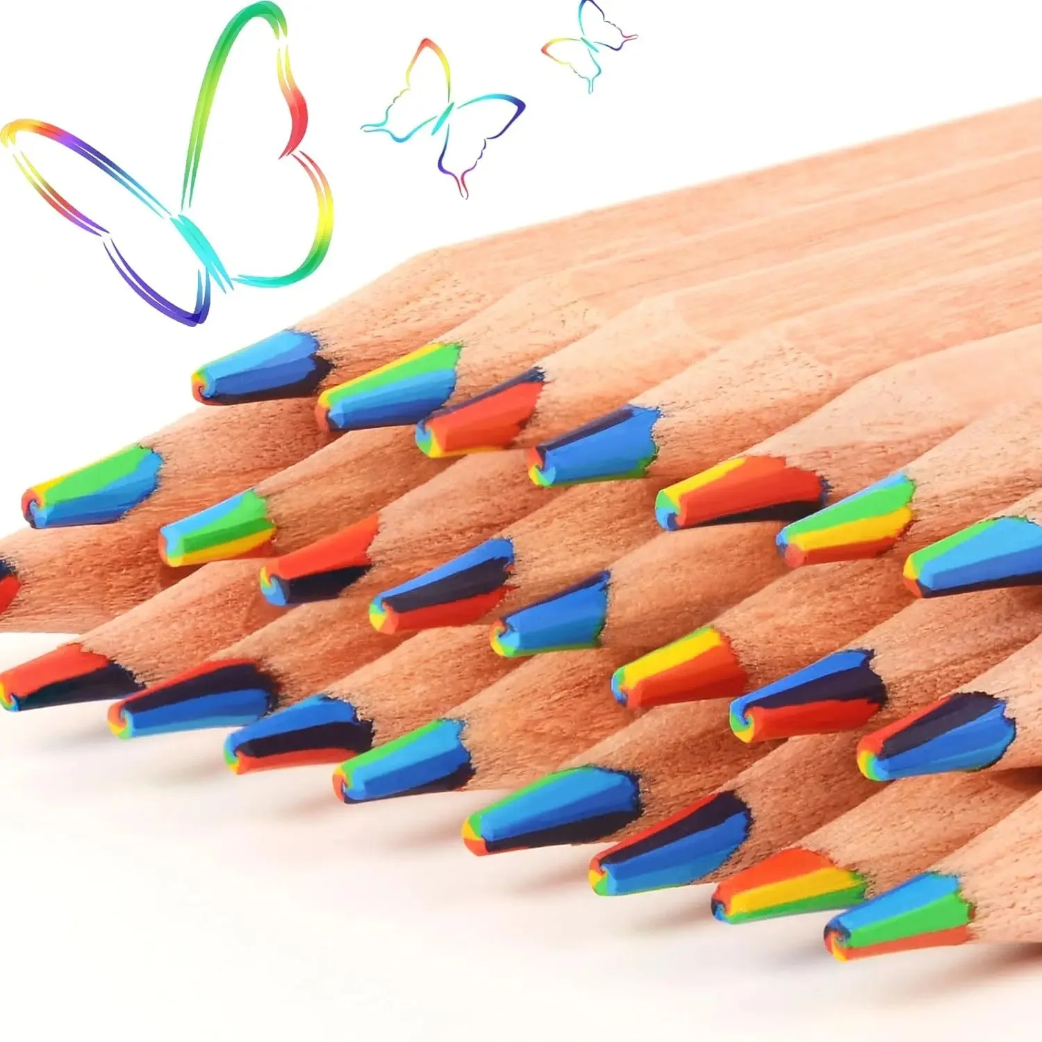 10 Pieces Colored Wooden Pencils, 7 Colors in 1 Color Drawing Pencils, Sketching, Graffiti, Coloring, Painting.