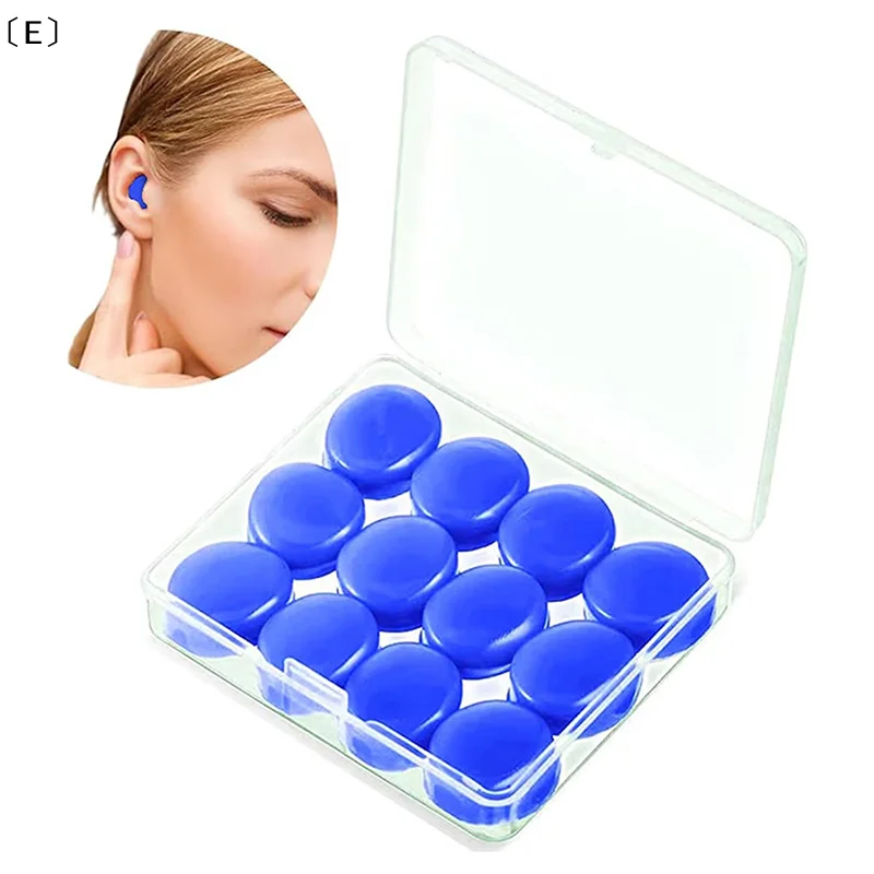 〔E〕12PCS Silicone Ear Plug Reusable Wax Earplugs Swimming Moldable Noise Reduction Sleeping Protection