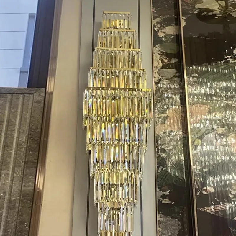 الفاخرة فندق اللوبي كبير كبير كريستال الجدار مصباح لقاعة النادي فيلا غرفة المعيشة مكتب مأدبة تركيبات الإضاءة الداخلية ديكور #2