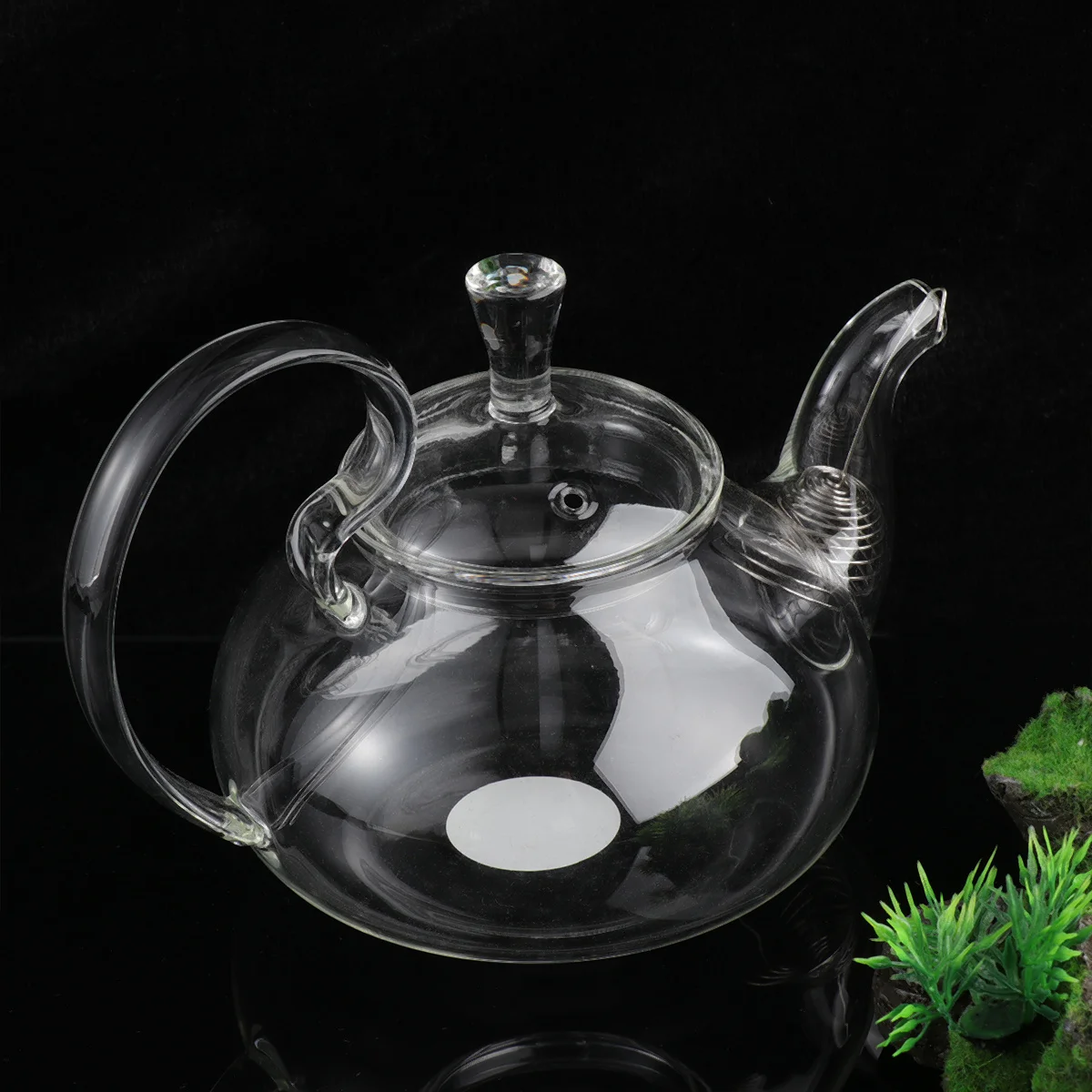 

1Pcs Glass Teapot Transparent Heat Proof Raised Handle Embellished Tea Ware Essential for Tea Table Glass Teapot