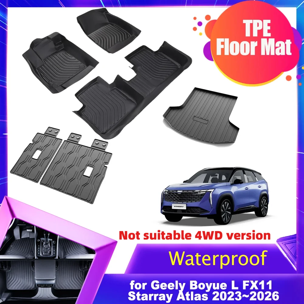 

Car Floor Mat for Geely Boyue L FX11 Starray Atlas 2023~2026 TPE Liner Trunk Foot Seat back Pad Waterproof Non-slip Accessories