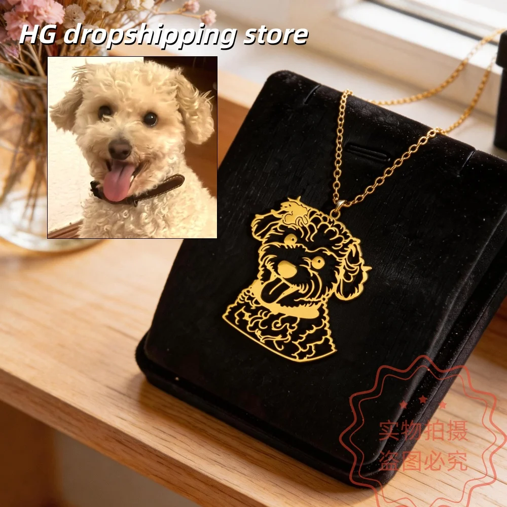 Customized Children's Photo Necklace for Women Stainless Steel Kid's Personalized Drawing Painting Customizable Family Gift