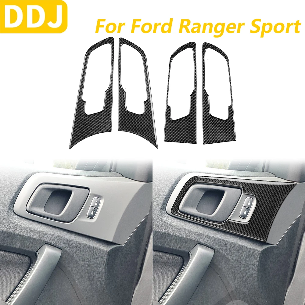 

For Ford Ranger Sport 2019-2023 Carbon Fiber Front Rear Inner Door Handle Switch Panel Decorative Cover Car Accessories Sticker