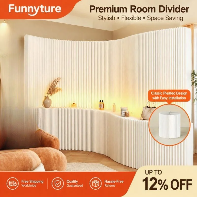 Portable Folding Paper Room Divider Screen Space Saving Movable Partition for Living Room Entryway, Modern