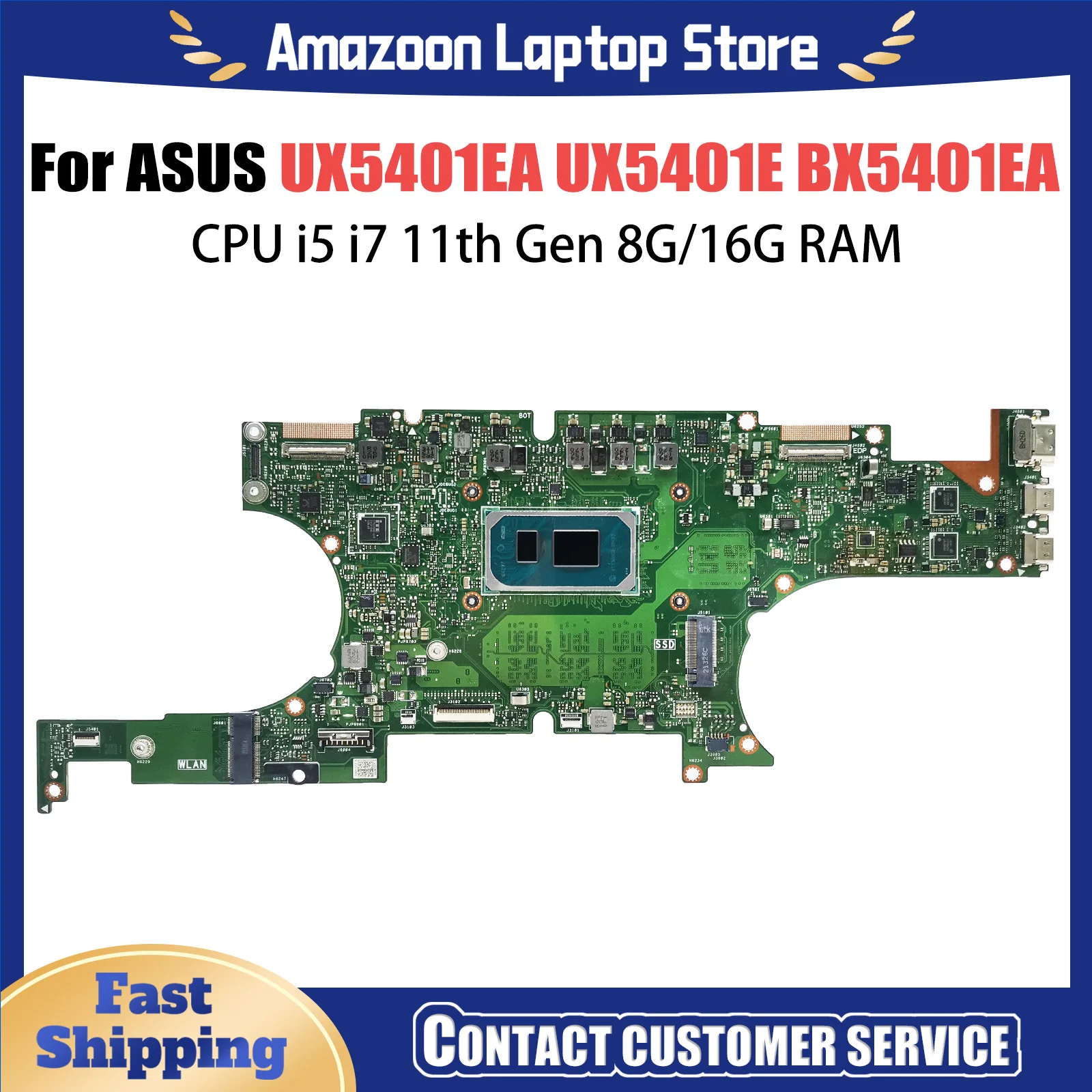 Mainboard UX5401EA For ASUS ZenBook UX5401 UX5401E BX5401EA RX5401EA BX5401E Laptop Motherboard i5 i7 11th Gen 8G/16G RAM