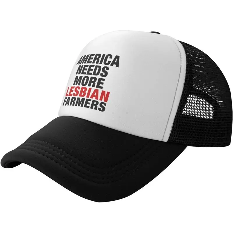 America Needs Lesbian Farmers Hats for Men Women, Printed Foam Mesh Snapback Cap, Adjustable Graphic Baseball Hats