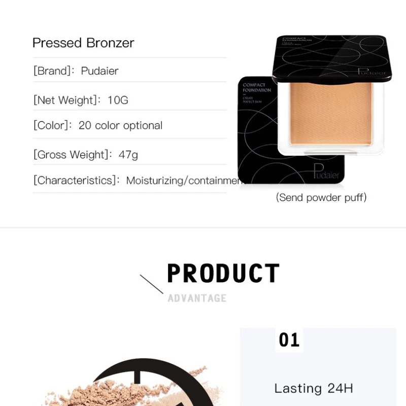 New Soft Natural Makeup Powder for Face Oil-control Mineral Face Powder Compact Foundation translucent powder Pressed With Puff