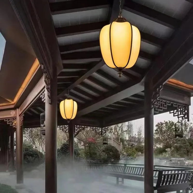 Ancient chandelier imitation marble Chinese chandelier villa courtyard community outdoor light simple