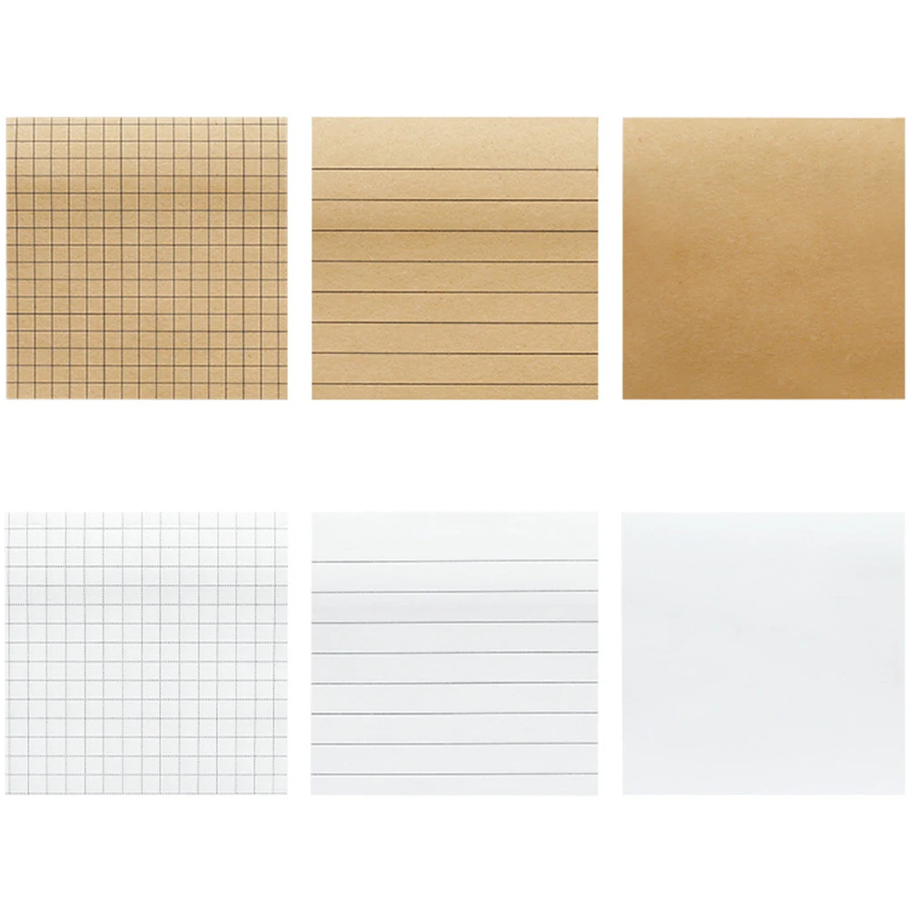 

7pcs Kraft Paper With Lines Eco-Friendly Adhesive Notepads For Office Creative Square Message Pads