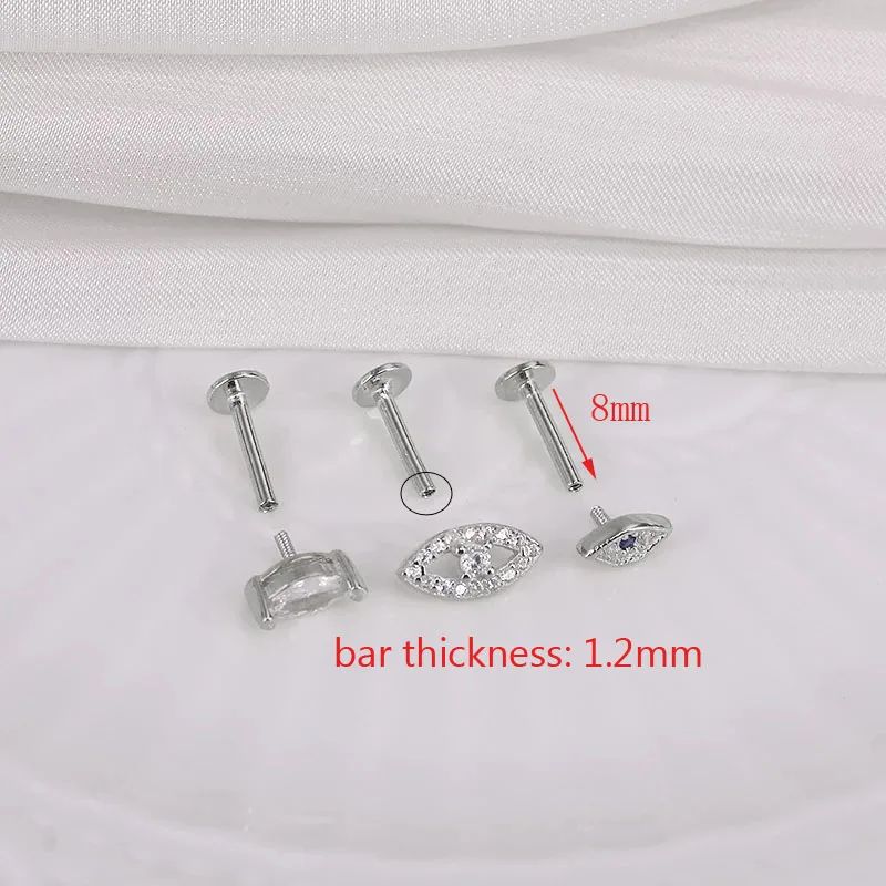 Aide 925 Sterling Silver Zircon Star Flower Tragus Helix Piercing Earrings Women Labret Lip Ring Cartilage Stud Punk Jewelry 1PC