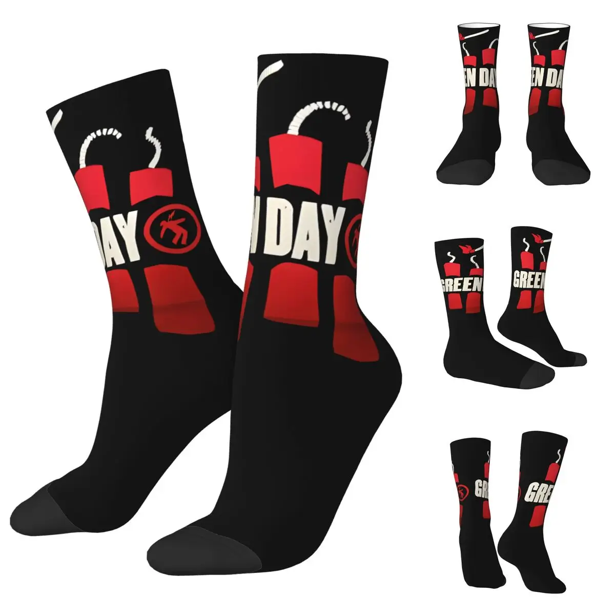 Green Day Rock Band High elasticity polyester fiber cosy Unisex Windproof Happy 3D printing Socks