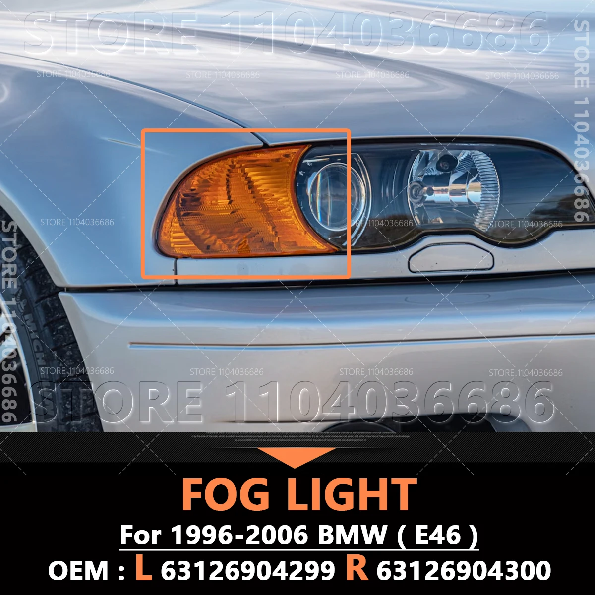 

For 1996-2006 E46 BMW 323Ci 325Ci 328Ci 330Ci M3 Front Corner Turn Signal Light Lamp (Without Bulb) 63126904299 63126904300