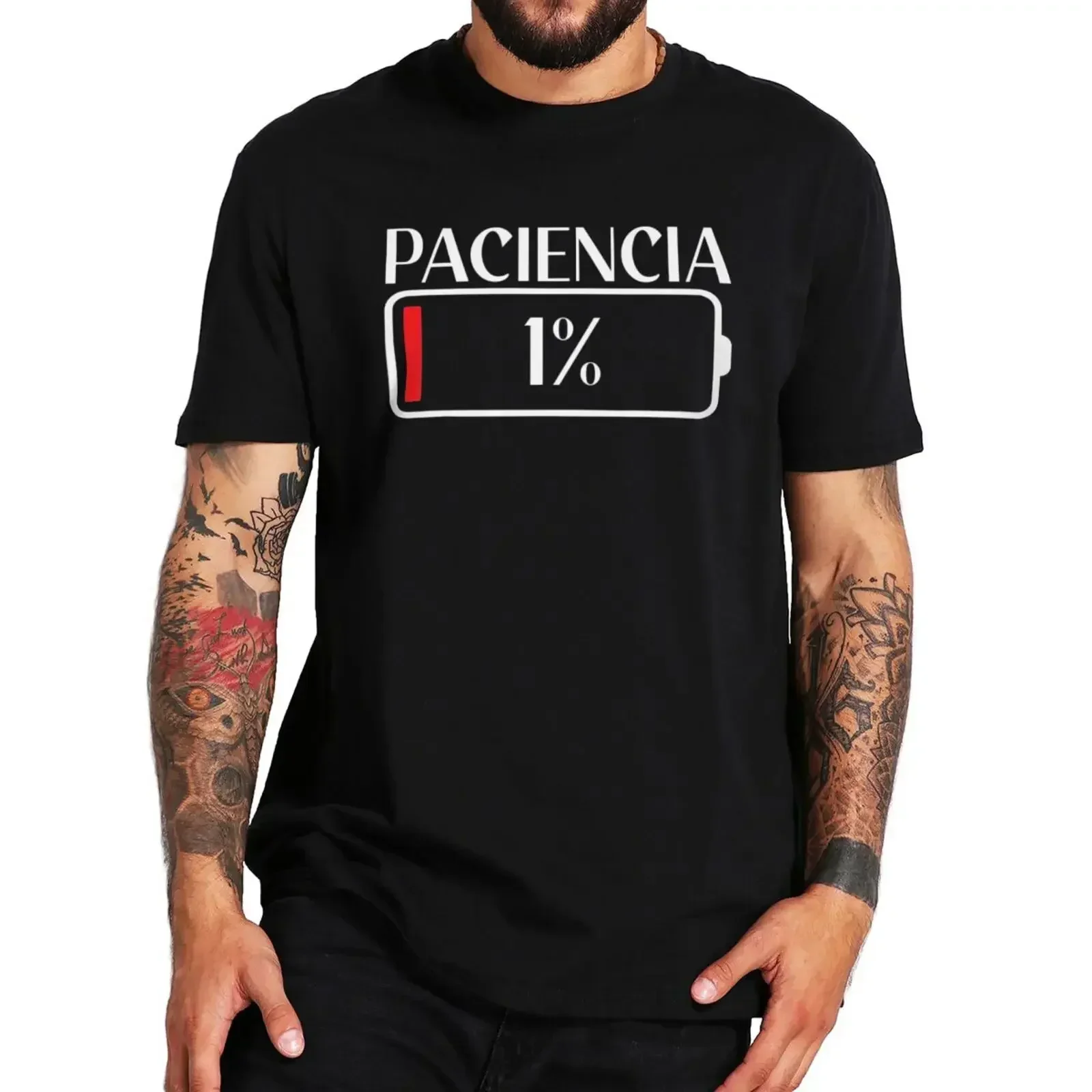 Sleeve New Arrived T-Shirts Patience 1% T Shirt Spanish Humor Couple Dad Birthday Gift  Shirt Cotton Soft O-Neck Unisex Tee Tops