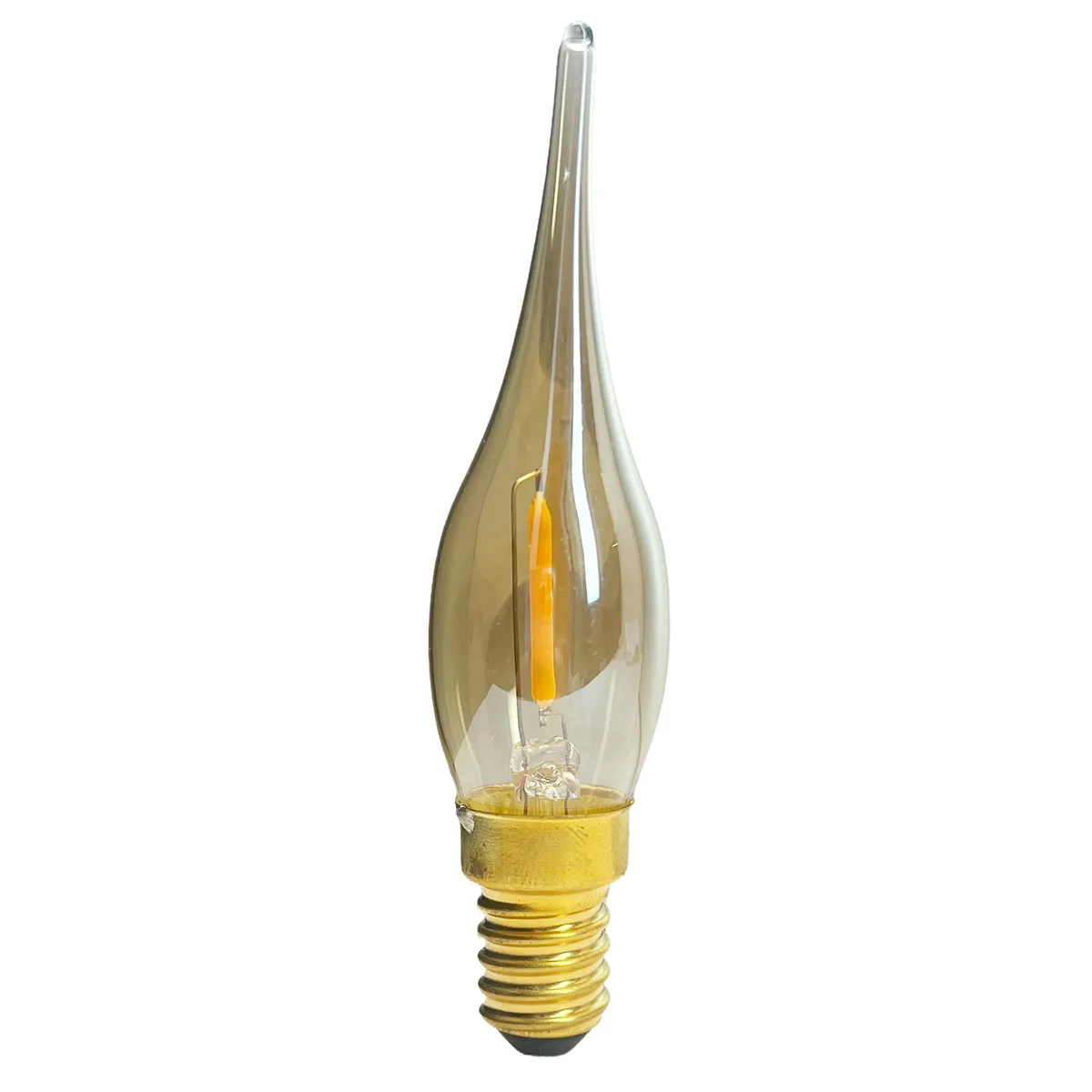 C22 Led Filament Bulb Cob Candle Light 2200k Warm 110v 220v Edison Vintage Lamp E14 Ses Glass Cover 2w Flame-tip 360/degree Beam