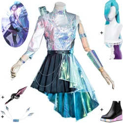 Game KDA All Out Seraphine The Starry Eyed Songstress Cosplay Costume Wig Wing Microphone Shoes Anime Props Hallowen Suit