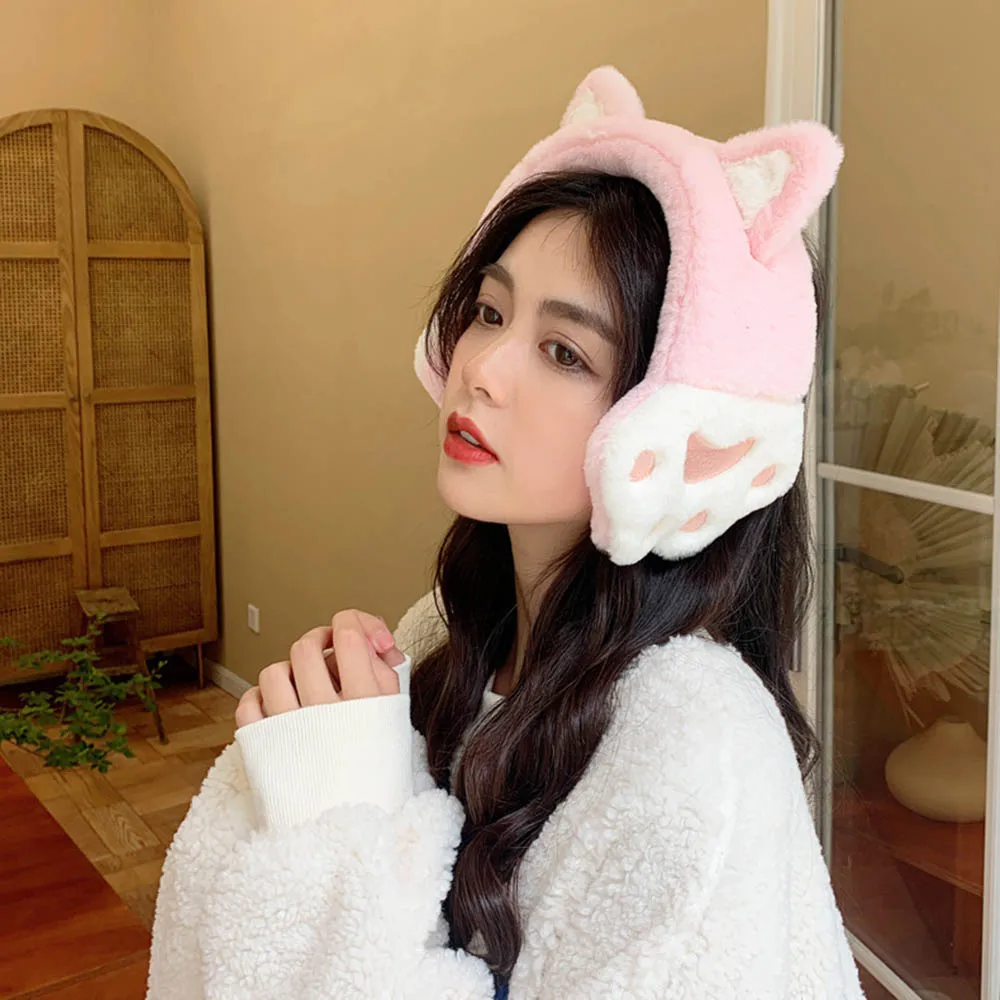 

Winter New Warm Women Fashion Earmuffs Girl Lovely Cats Ear Warmer Earmuff Cold Protection Soft Plush Headphones Warm Headband