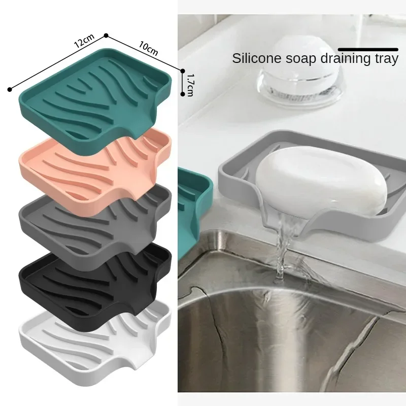 Bathroom Premium Soap Dish Easy Clean Non Slip Soft Silicone Soap Holder Self Draining Soap Tray Keep Soap Dry Storage Tray