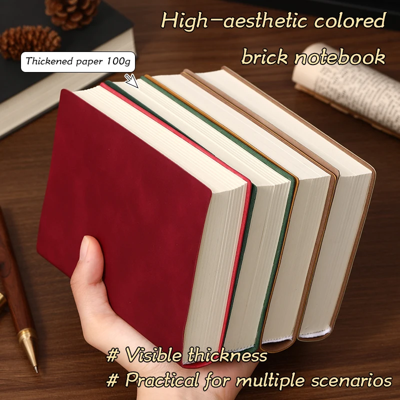 A6 Leder-Notizbuch 400 Seiten Softcover-Journal Grün Orange Rot Schwarz Braun - Reise- und Tägliche Notizen Schreibbuch