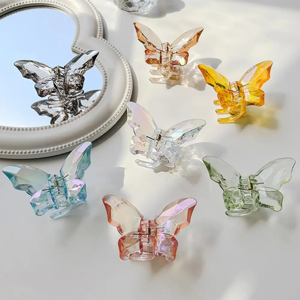 

Women Hair Clip Butterflies Transparent Strong Claw Faux Crystal Headdress Women Hair Catch Clamp Hair Accessories заколки 집게핀