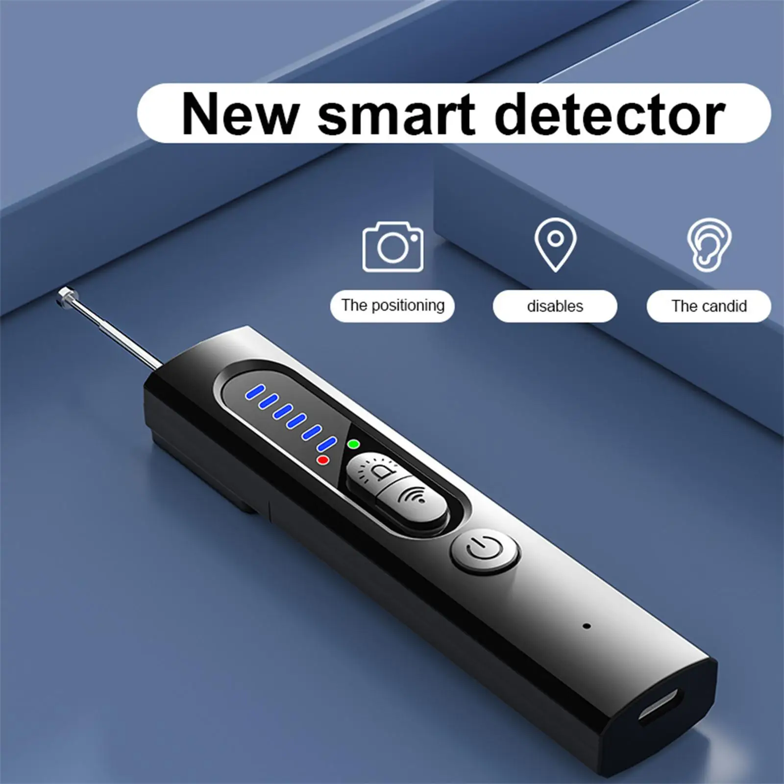 Anti-Spionage Detektor Kabellos, Mini Kamera Scanner, 1-6.5GHz, Infrarot, 5 Stufen, Vibrationsalarm, Tragbar, Hotels, Büro