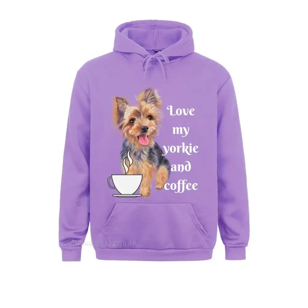 Funny yorkie puppy love my yorkie and coffee Long Sleeve Hoodie Hoodies Funny Long Sleeve Men Sweatshirts Tight Hoods