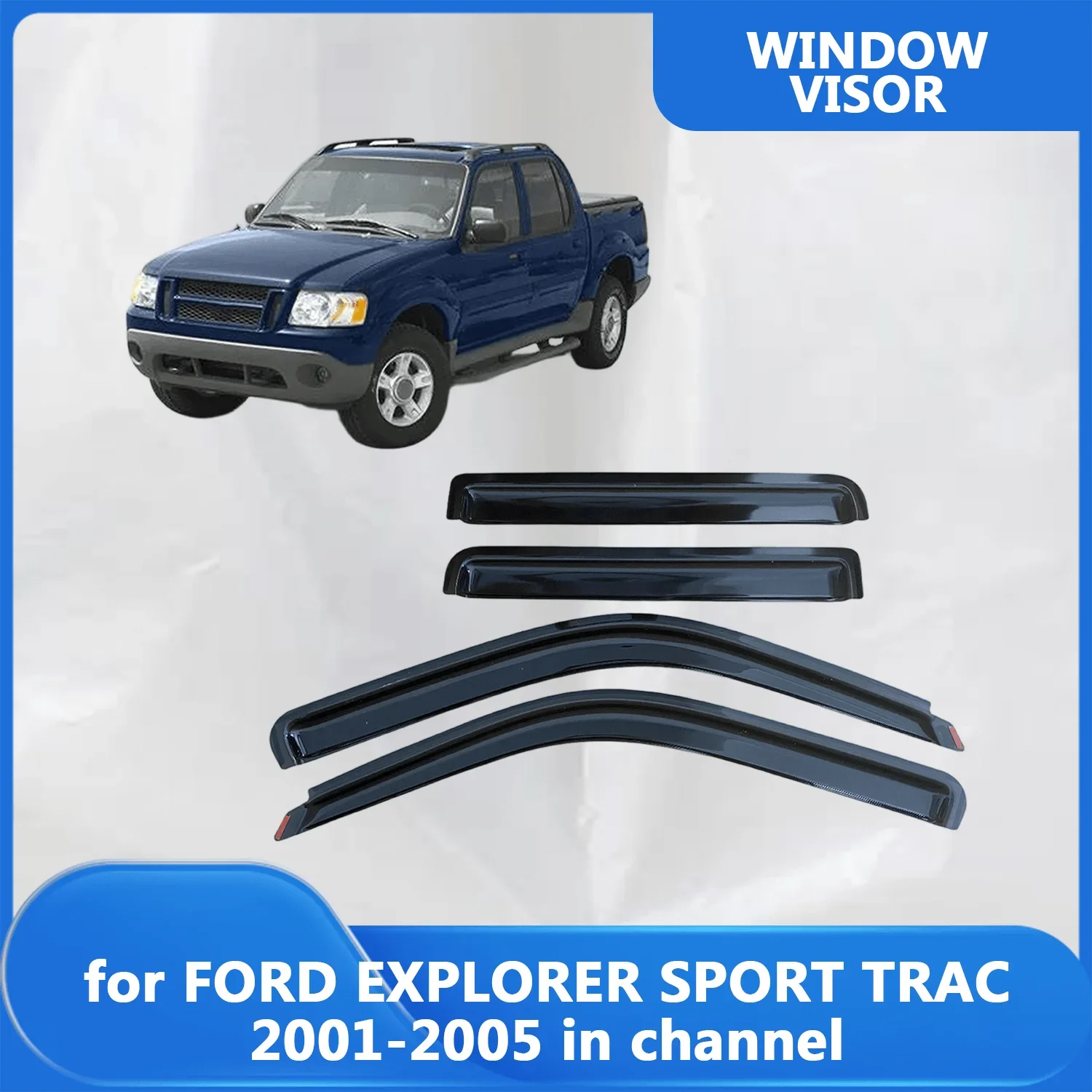 

Window Visor for FORD EXPLORER SPORT TRAC 2001 2002 2003 2004 2005 In-Channel style Rain Guard Side Vent Deflector Weathershield