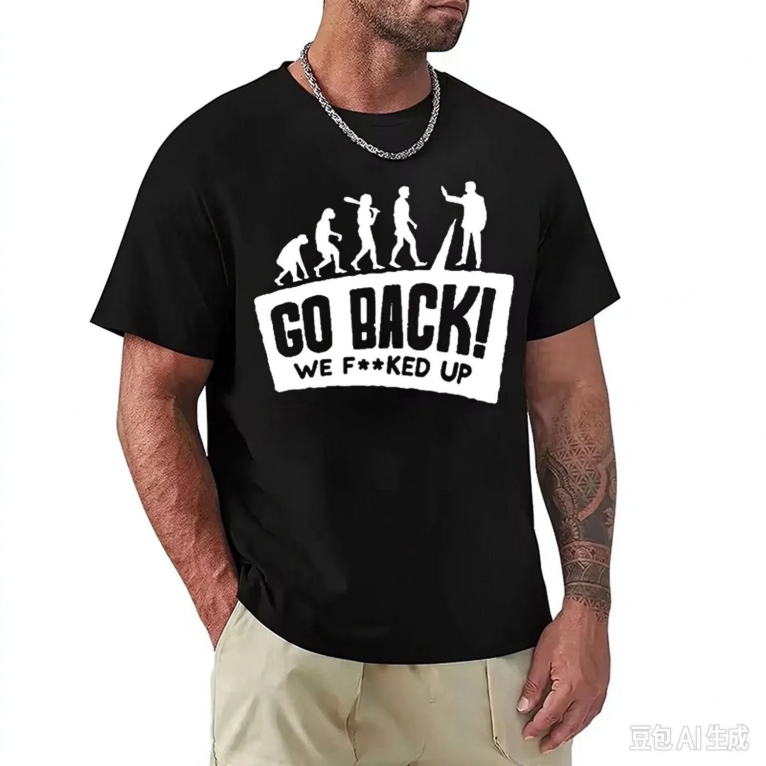 Evolution Themed Humor Print Men's T-Shirt Clothing Oversized Humorous Graphic Tee Shirts for Women Tops Tees Hip Hop Streetwear
