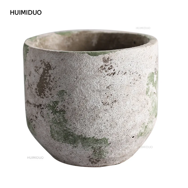 New Nordic ins wind old craft cement flower pot moss color living room balcony landscaping succulent planting utensils