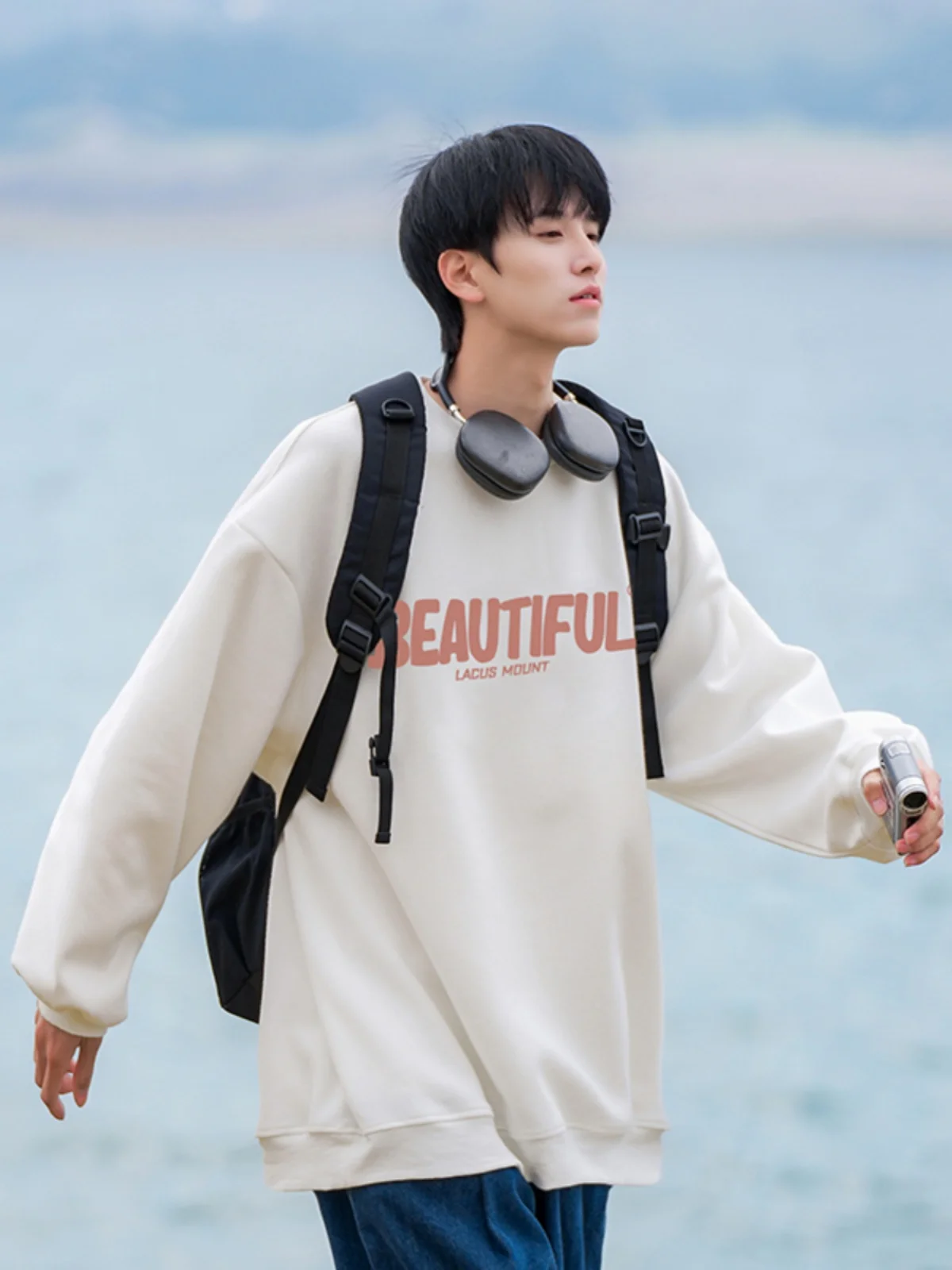 

Весенне-осенний свитшот оверсайз свободного кроя с круглым вырезом, плотность 500 г, мужская повседневная верхняя одежда, модный бренд, для старшеклассников