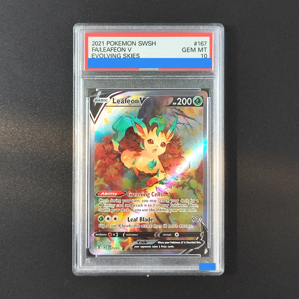 

Прокси-карта POKEMON SWORD & SHIELD EVOLVING SKIES # Коллекционная игровая карта 167 LEAFEON V 167/203, аутентифицированная, классификация 10