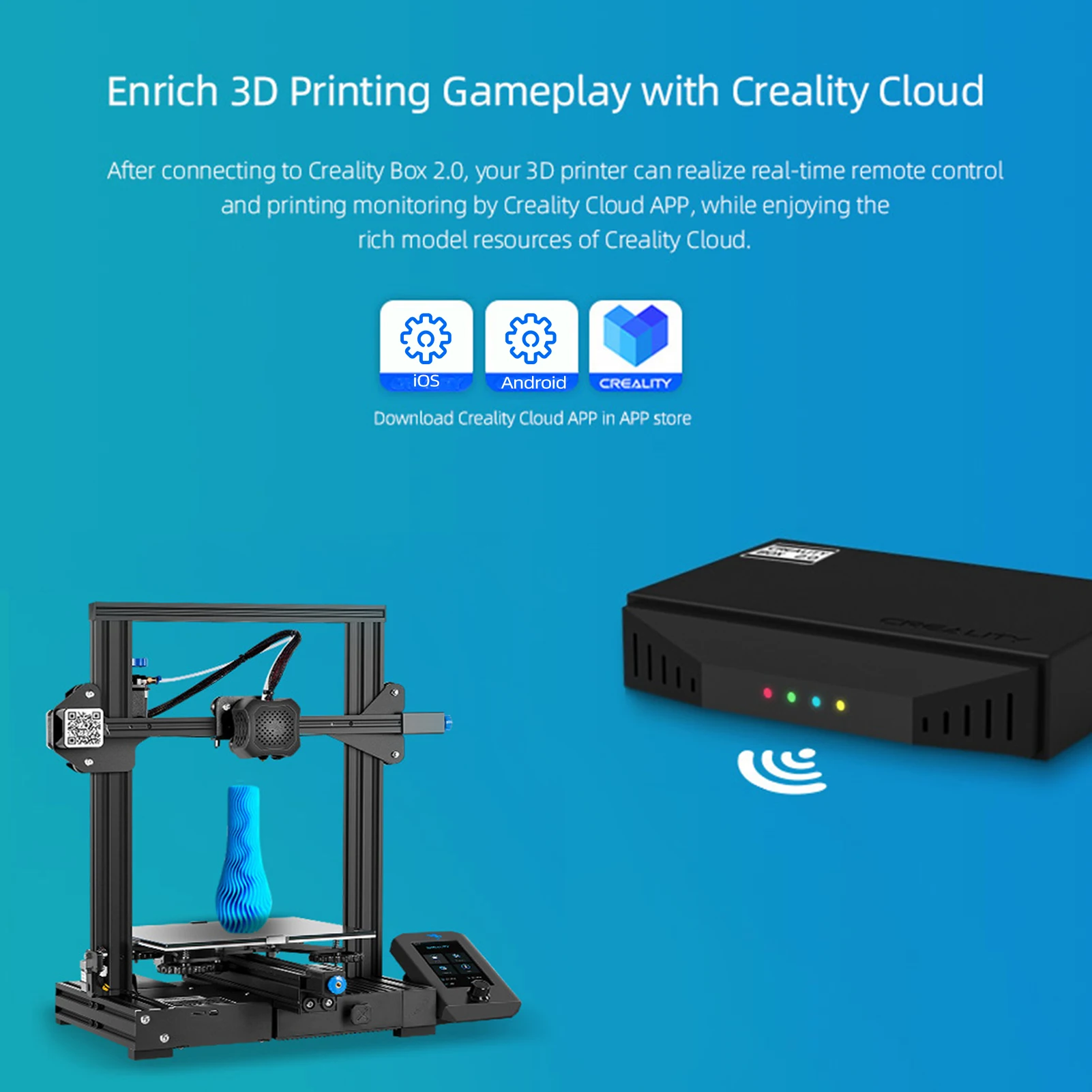 

For FDM 3D Printer Creality WiFi Box 2.0 Intelligent Assistant BT Real Time Monitor/Remote Control Time-lapse Shooting 8G TFCard