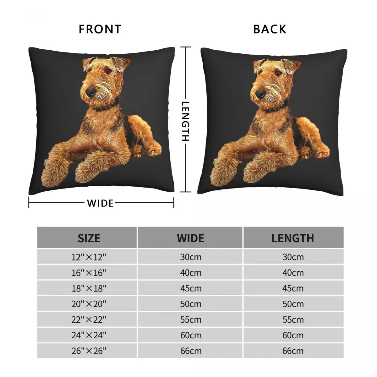Airedale Terrier Beautiful Dog Square Pillowcase Polyester Linen Velvet Pattern Zip Decor Pillow Case Home Cushion Cover 18