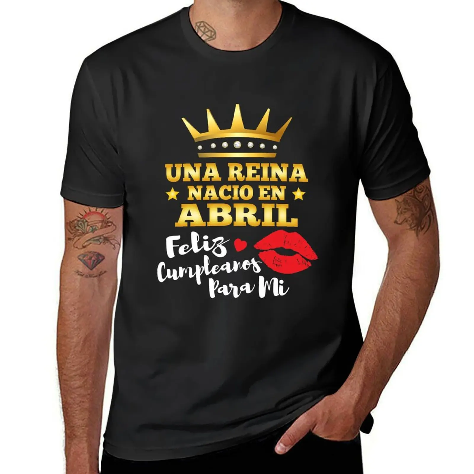 Una Reina Nacio En Abril Regalo Cumpleanos April Queen Birthday Gift T-Shirt summer top blanks mens clothing