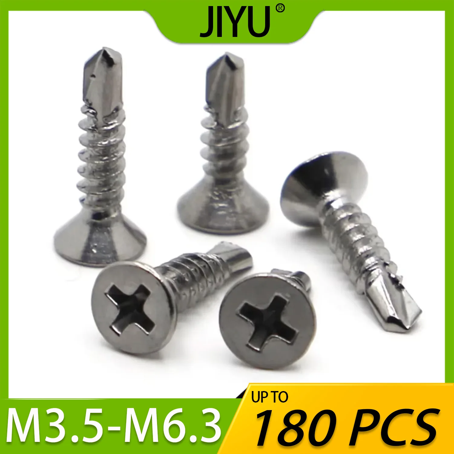 

M3.5-4.2 M4.8 M5.5 M6.3 Kit 40-180PCS 410 Stainless Steel Phillips Flat Head Self-drilling Screw Self-tapping Dovetail Set Screw