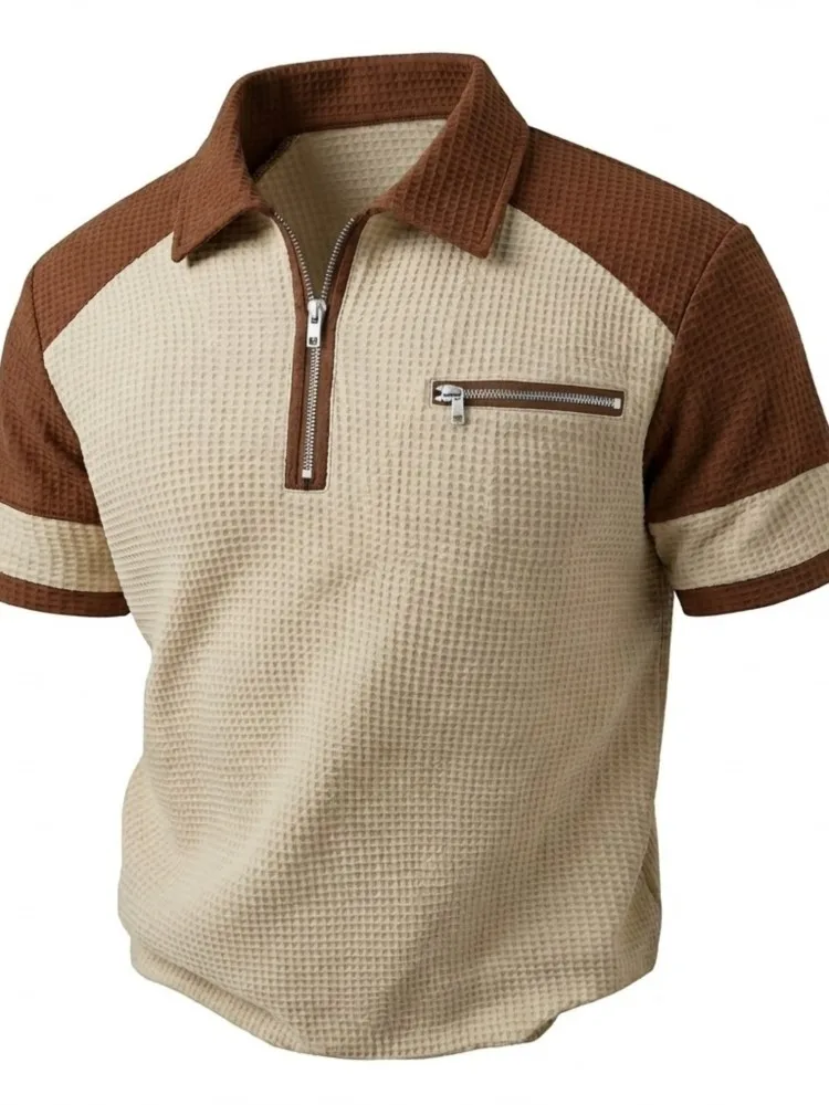 Summer Fashion Plaid POLO Shirt New Men's Sports Short Sleeve T Shirt lapel Polo Shirt  Breathable Loose Basic Shirts Men Tops