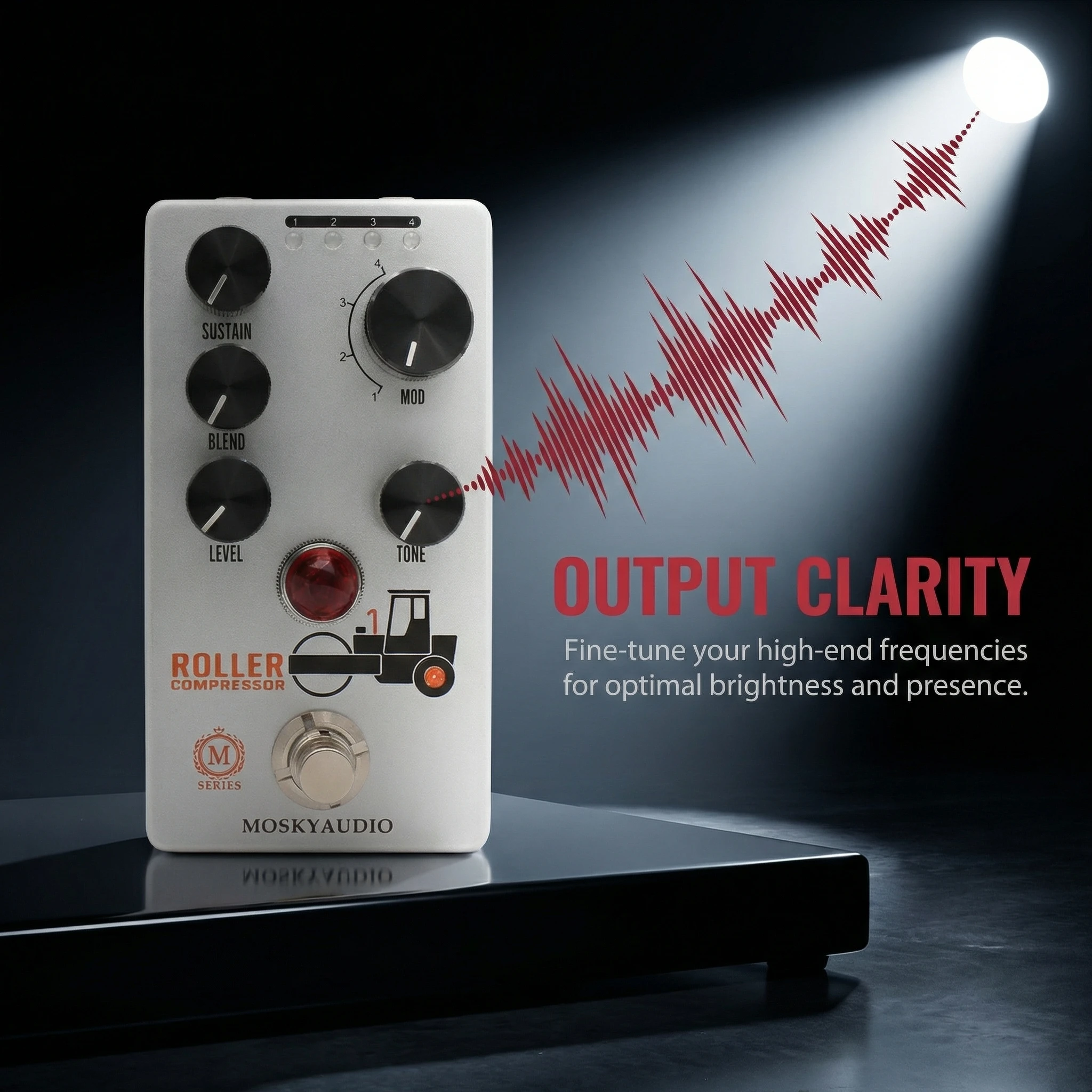 

MOSKYAUDIO ROLLER COMPRESSO Guitar Effects Pedal, 4 Selectable Modes, Sustain/Blend/Level/Tone,DC 9V Input/True Bypass