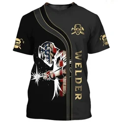 3D Print Electric Welding Tool T Shirt Men Technology Pattern Tees Short-Sleeved Fashion Oversized T-Shirts Round Neck Tops