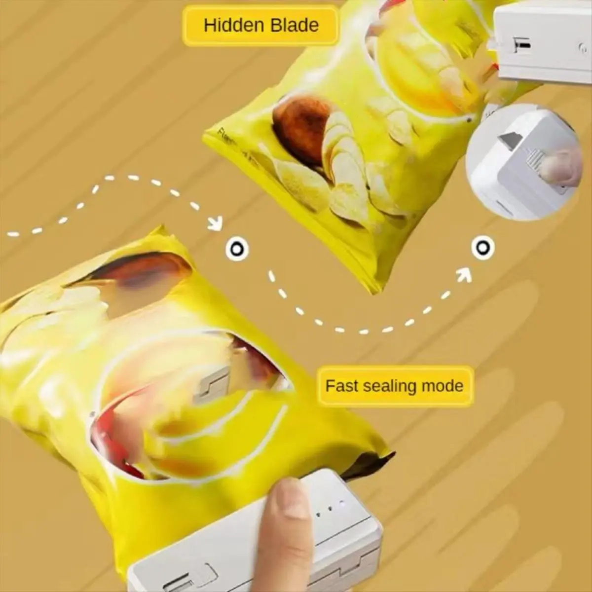 *A14E Household Mini Square Sealing Machine Laminator Packaging Household Food Bag Fresh Snack Sealing Machine White