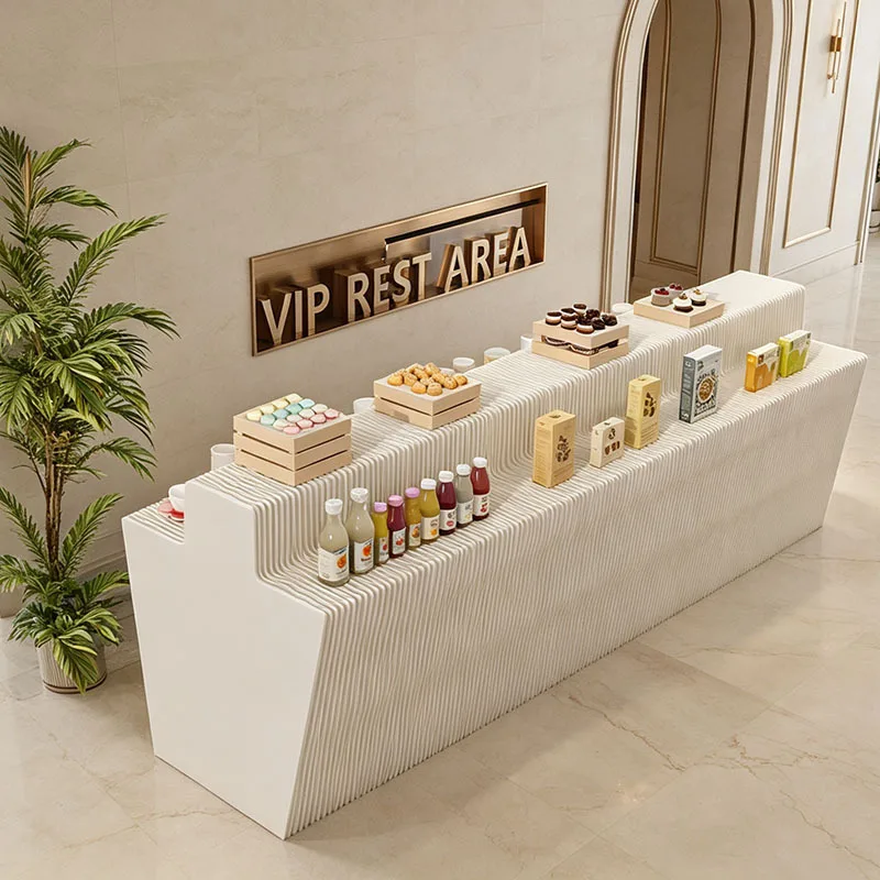 Multifunctional booth storage Foldable long middle island multi-layer floor product display rack
